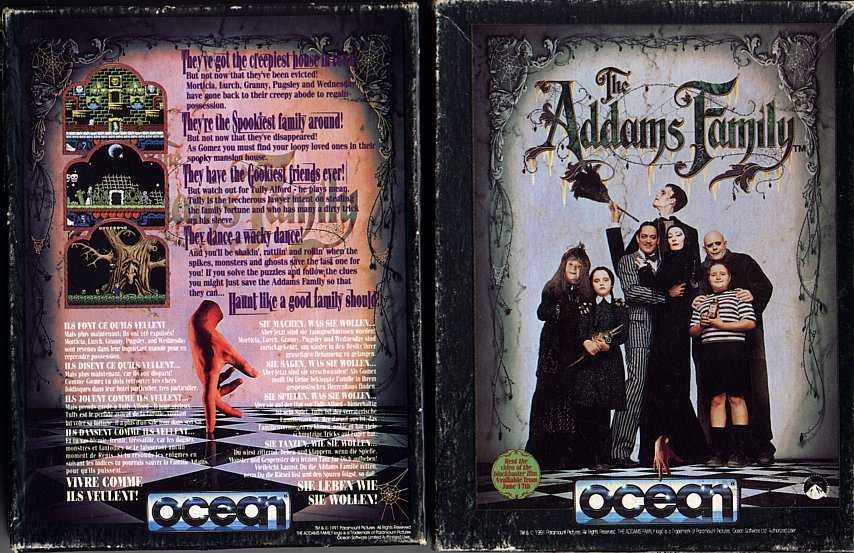 Addams Family box art for ZX Spectrum